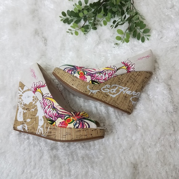 Ed Hardy Shoes - Ed Hardy cork wedges